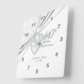 60. Diamond Wedding Anniversary Keepake Quadratische Wanduhr (Winkel)