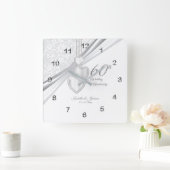 60. Diamond Wedding Anniversary Keepake Quadratische Wanduhr (Zuhause)