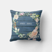 60. Diamond Wedding Anniversary Rustic Floral Kissen (Rückseite)