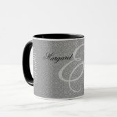 60. Diamond Wedding Anniversary Silver Damask Tasse (Vorderseite Links)