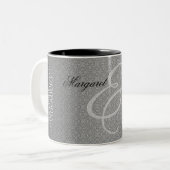 60. Diamond Wedding Anniversary Silver Damask Tasse (Vorderseite Links)