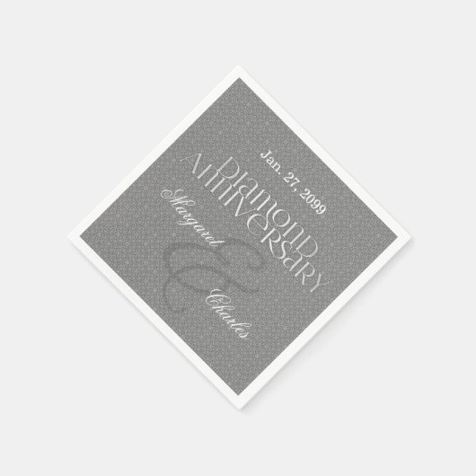 60. Diamond Wedding Anniversary Silver Serviette (Ecke)