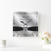 60. Diamond Wedding Anniversary Square Wall Uhr (Zuhause)