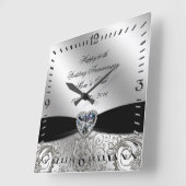 60. Diamond Wedding Anniversary Square Wall Uhr (Winkel)