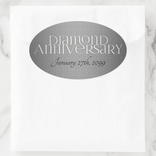 60. Diamond Wedding Annivsersary Ovaler Aufkleber (Tasche)