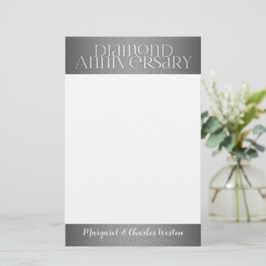 60. Diamond Wedding Annivsersary Silver Briefpapier (Stehend Vorderseite)