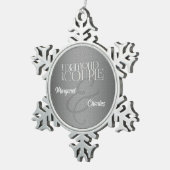 60. Diamond Wedding Annivsersary Silver Foto Schneeflocken Zinn-Ornament (Rechts)