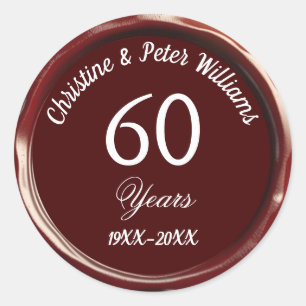 60. Diamond Wedding Burgundy Wax Siegel Sticker