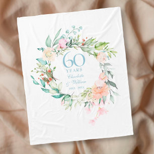 60. Diamond Wedding Jubiläum Blumengarland Fleecedecke