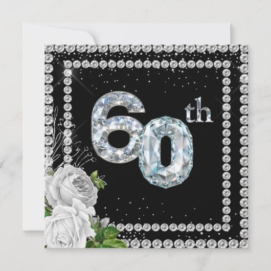 60. Diamond Wedding Jubiläum Einladung (Vorderseite)