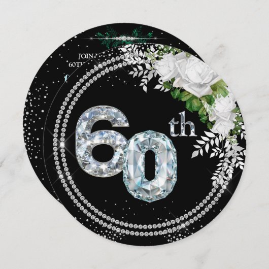 60. Diamond Wedding Jubiläum Einladung (Vorne/Hinten)