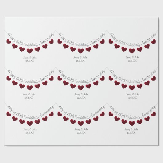 60. Diamond Wedding Jubiläum Geschenkpapier (Flach)