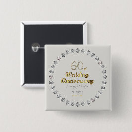 60. Diamond Wedding Jubiläum Gold Typografie Button