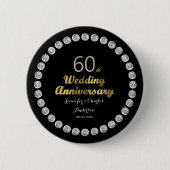 60. Diamond Wedding Jubiläum Gold Typografie Button (Vorderseite)