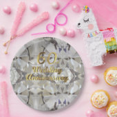 60. Diamond Wedding Jubiläum Gold Typografie Pappteller (Party)