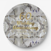 60. Diamond Wedding Jubiläum Gold Typografie Pappteller (Vorderseite)
