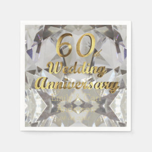 60. Diamond Wedding Jubiläum Gold Typografie Serviette
