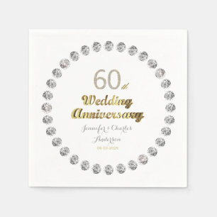 60. Diamond Wedding Jubiläum Gold Typografie Serviette