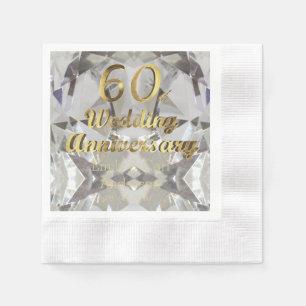 60. Diamond Wedding Jubiläum Gold Typografie Serviette