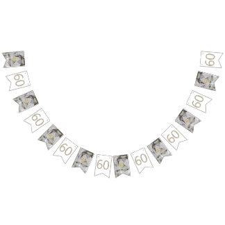 60. Diamond Wedding Jubiläum Gold Typografie Wimpelkette