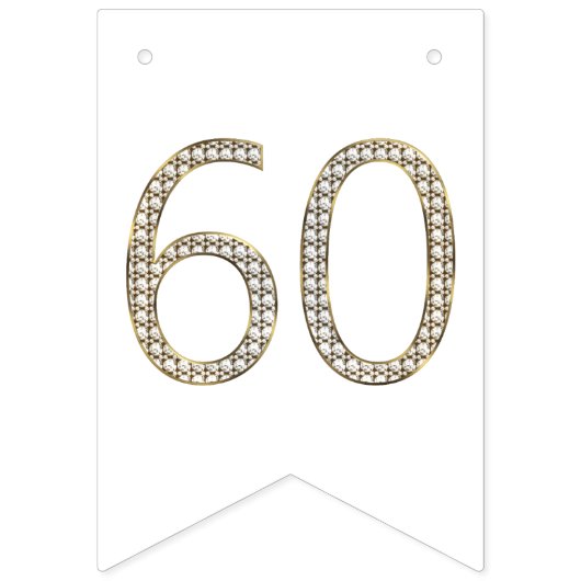 60. Diamond Wedding Jubiläum Gold Typografie Wimpelkette (Zweite Fahne)