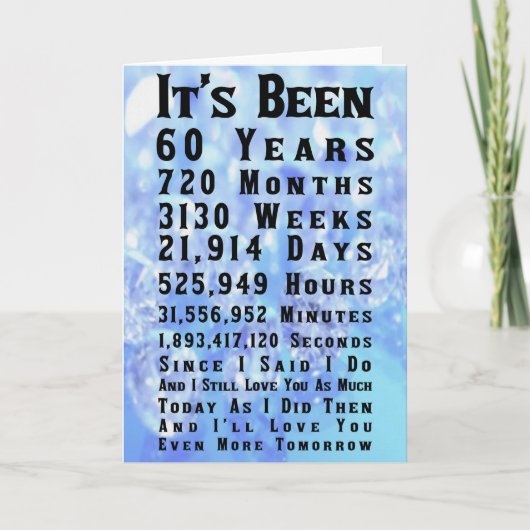 60. Diamond Wedding Jubiläum Karte (Vorderseite)