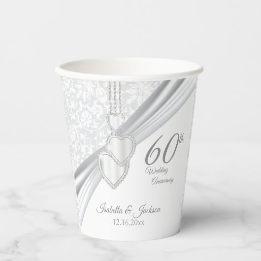 60. Diamond Wedding Jubiläum Pappbecher (Vorderseite)