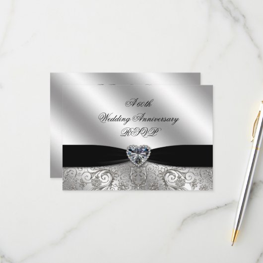 60. Diamond Wedding Jubiläum RSVP Karte (Vorderseite/Rückseite Beispiel)