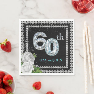 60. Diamond Wedding Jubiläum Serviette