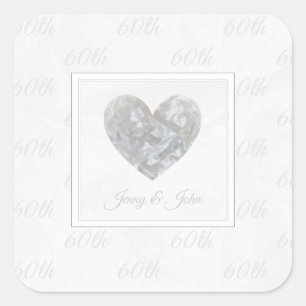 60. Diamond Wedding Jubiläumsaufkleber Quadratischer Aufkleber