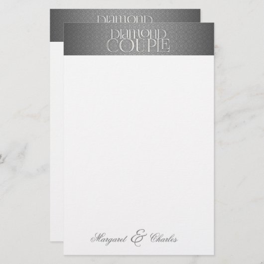 60. Diamond WeddinJubiläum mit Namen Briefpapier (Vorne/Hinten)