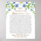 60 Dinge, die wir über Sie Liebe blauweiße Disy Poster (Vorne)