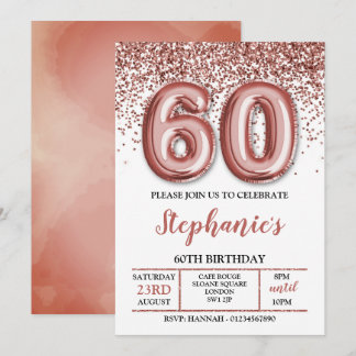 60. Einladung, Rose Gold Einladung