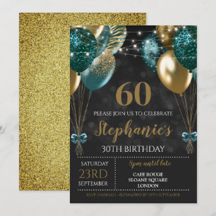 60. Einladung Türkis Grün Gold Einladung