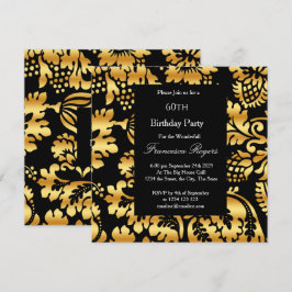 60. Elegant Geburtstagsparty Gold Black Einladung