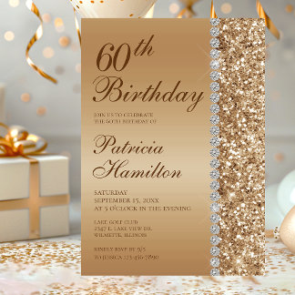 60. Elegant Gold Geburtstag Einladung