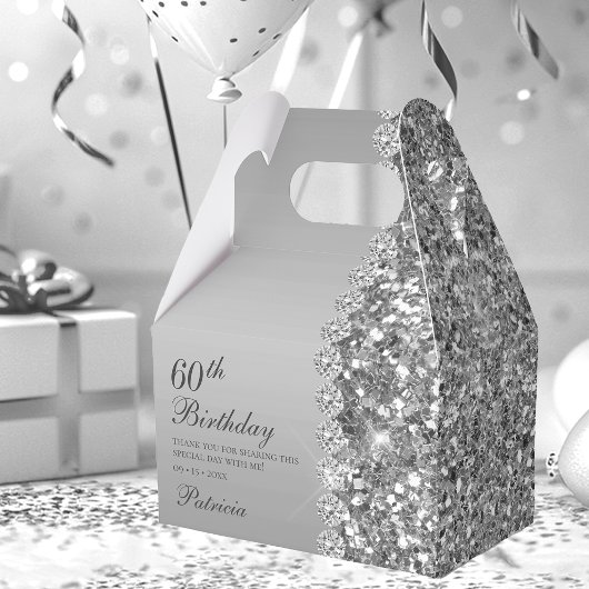 60. Elegant Silver Birthday Geschenkschachtel