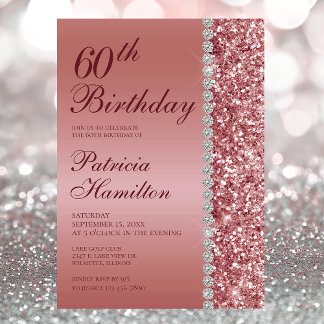60. Elegante Rose Gold Geburtstag Einladung