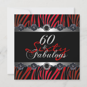 60 & Fabelhaft 60. Geburtstagsfeier Zebra Silber R Einladung