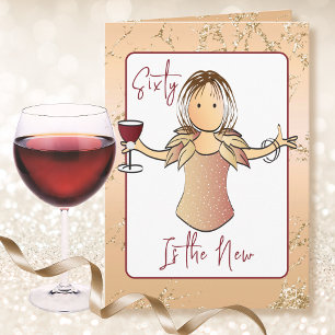 60 Fabelhaft Glam Cartoon Rotwein 60. Geburtstag  Karte