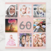 60 fabelhafte Foto Collage Rose Gold Weinetikett (Einzelnes Label)