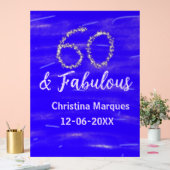 60 & fabelhafte Geburtstagsblauer Silbernamensdatu Acrylschild (Hochzeit)