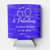 60 & fabelhafte Geburtstagsblauer Silbernamensdatu Dosenkühler (Rückseite)