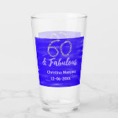 60 & fabelhafte Geburtstagsblauer Silbernamensdatu Glas (Rückseite)
