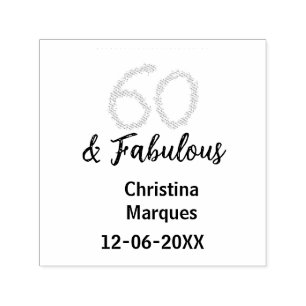 60 & fabelhafte Geburtstagsblauer Silbernamensdatu Permastempel