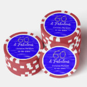 60 & fabelhafte Geburtstagsblauer Silbernamensdatu Pokerchips (Stapel)