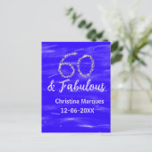 60 & fabelhafte Geburtstagsblauer Silbernamensdatu Postkarte (Stehend Vorderseite)