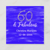 60 & fabelhafte Geburtstagsblauer Silbernamensdatu Quadratische Visitenkarte (Rückseite)