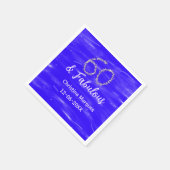 60 & fabelhafte Geburtstagsblauer Silbernamensdatu Serviette (Ecke)