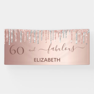 60 Fabelhafte Geburtstagsfeier Rose Gold Glitzer S Banner